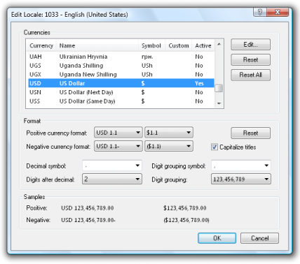 Currency Server Manager - Edit Locale Dialog